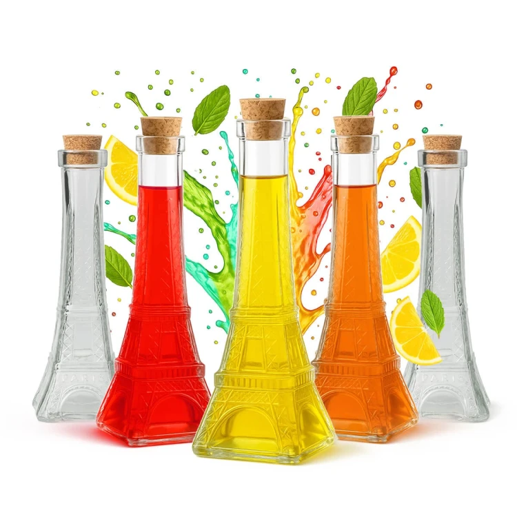 Mala karafka wieza eiffla butelka 190ml bimberek zestaw pieciu