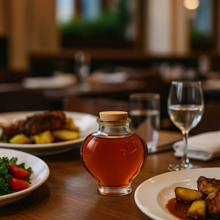 mała butelka szklana w kształcie serca bimberek so restauracji