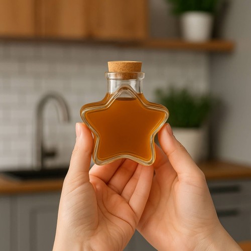 piekna Butelka szklana w ksztalcie gwiazdy 150ml bimberek
