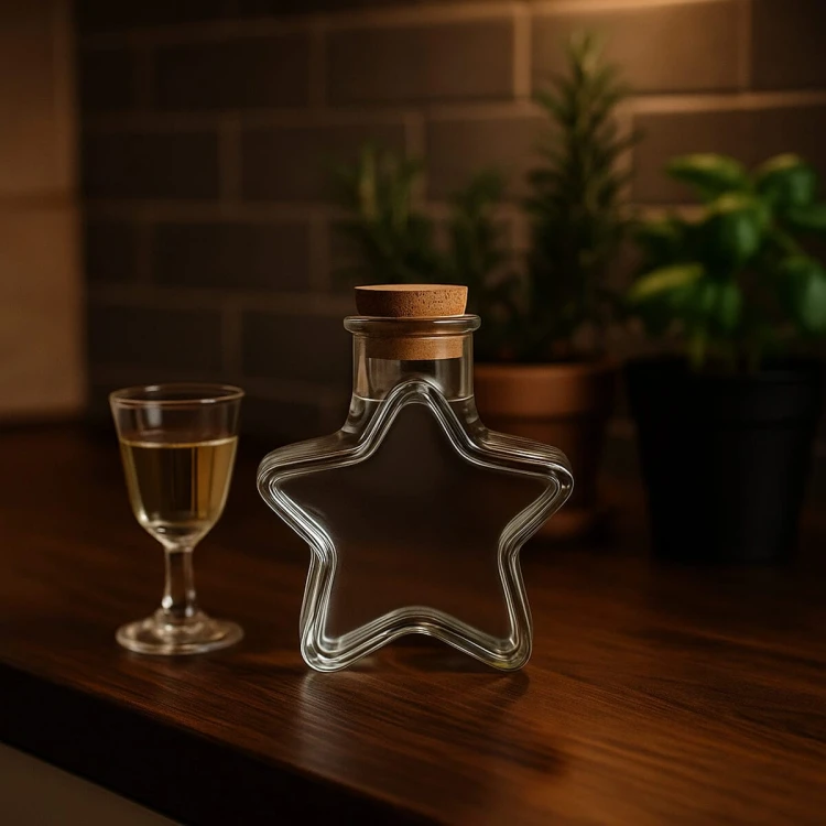 swiateczna butelka szklana w ksztalcie gwiazdy 280 ml Bimberek