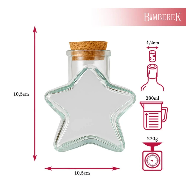 butelka szklana w ksztalcie gwiazdy 280 ml Bimberek wtmiary