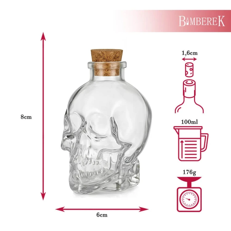 karafka czaszka 100 ml Bimberek wymiary