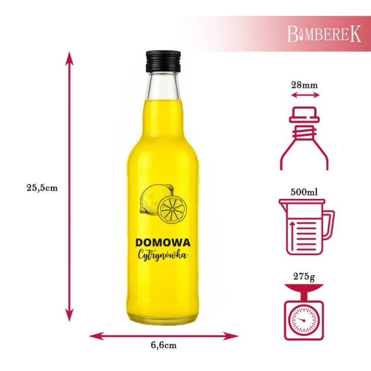 butelka na cytrynowke monopolowa 500ml bimberek wymiary