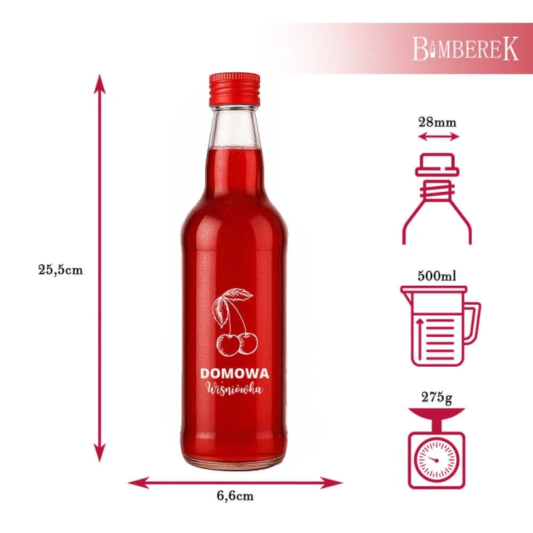 butelka na wisniowke monopolowa 500ml bimberek wymiary