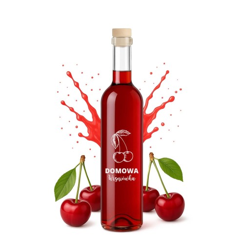 szklana Bbutelka na wisniowke futura nadruk 500ml bimberek