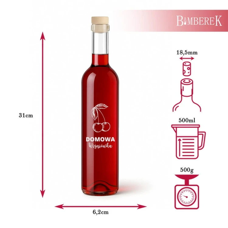 Bbutelka na wisniowke futura nadruk 500ml bimberek wymiary