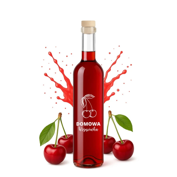 szklana Bbutelka na wisniowke futura nadruk 500ml bimberek