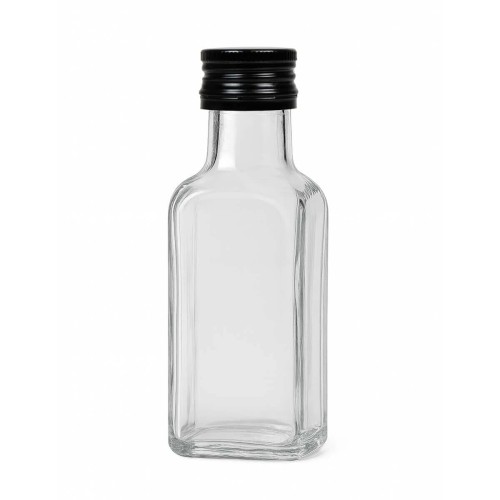 Mała, kwadratowa, szklana butelka Quadra 100ml Bimberek