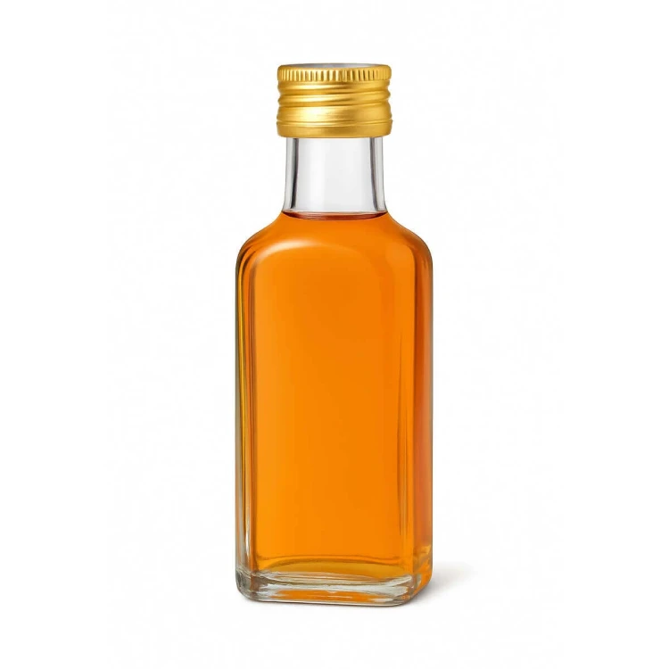 Mała, kwadratowa, szklana butelka Quadra 100ml Bimberek whisky