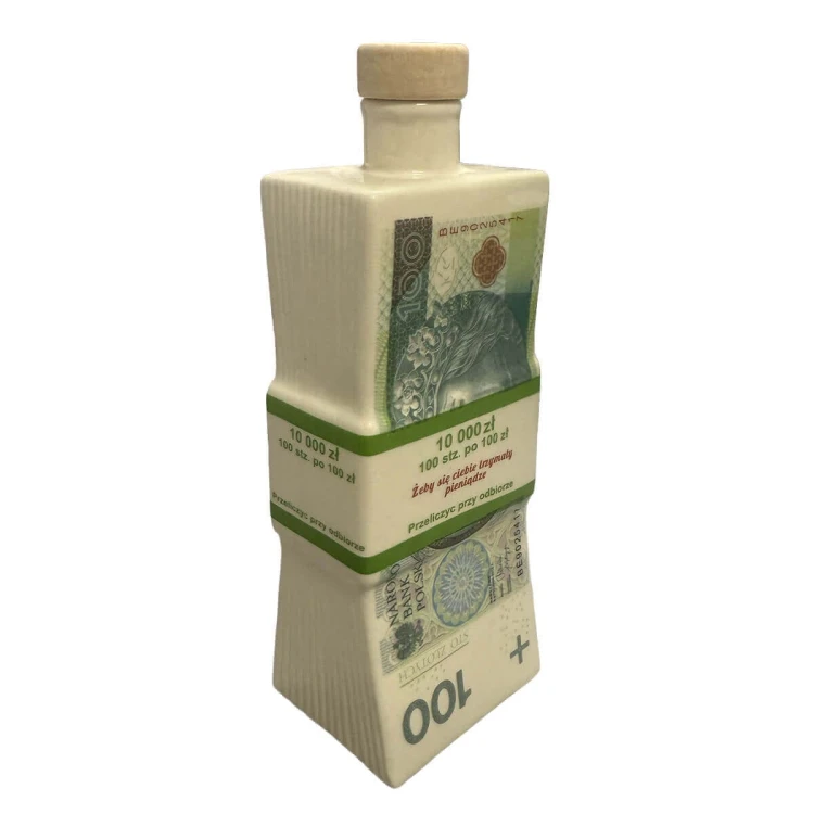plik banknotow ceramiczna butelka banknot 100zl bimberek