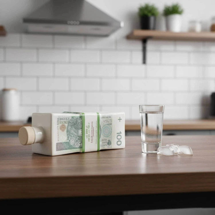 zabawna ceramiczna butelka banknot 100zl bimberek