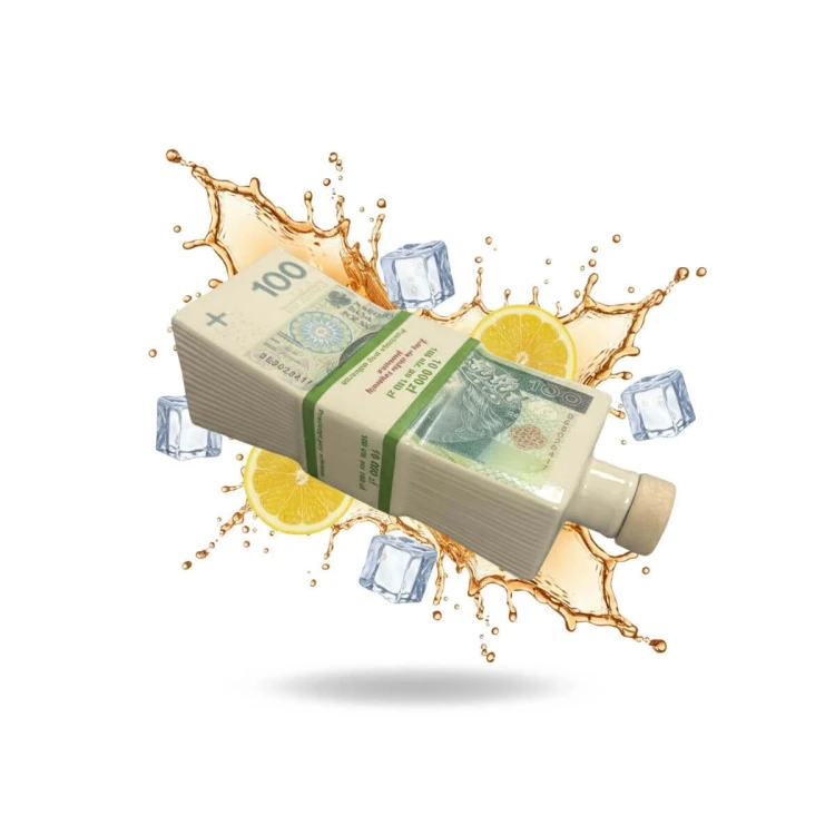 ceramiczna butelka banknot 100zl bimberek plik banknotow prezent