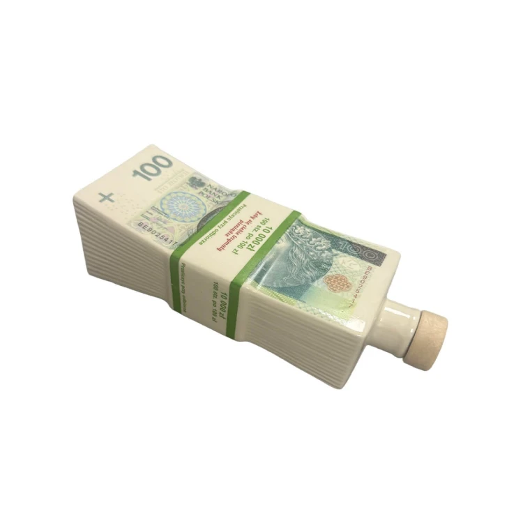 ceramiczna butelka banknot 100zl bimberek