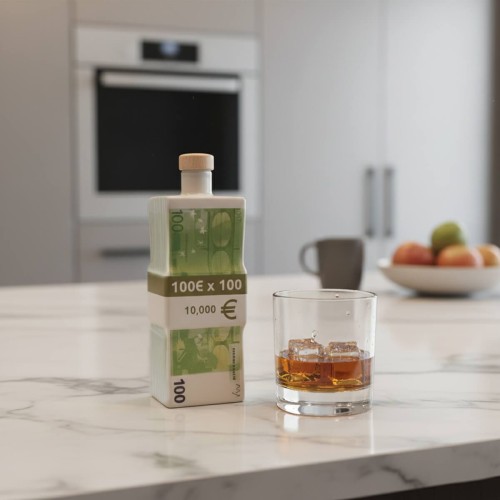 butelka na prezent plik banknotow 100 euro bimberek whisky