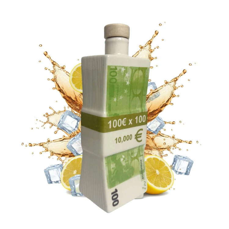 ceramiczna butelka na prezent plik banknotow 100 euro bimberek