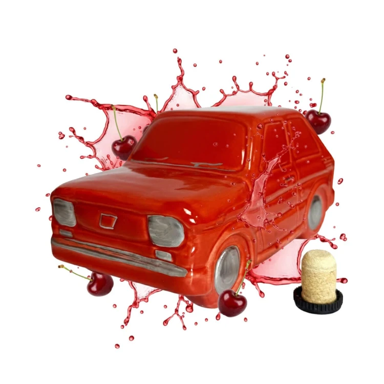 ozdobna Butelka na prezent Maluch, fiat 126p Bimberek