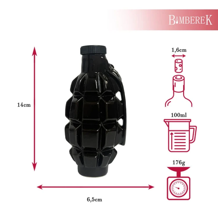 czarna Butelka na prezent granat 100ml Bimberek wymiary