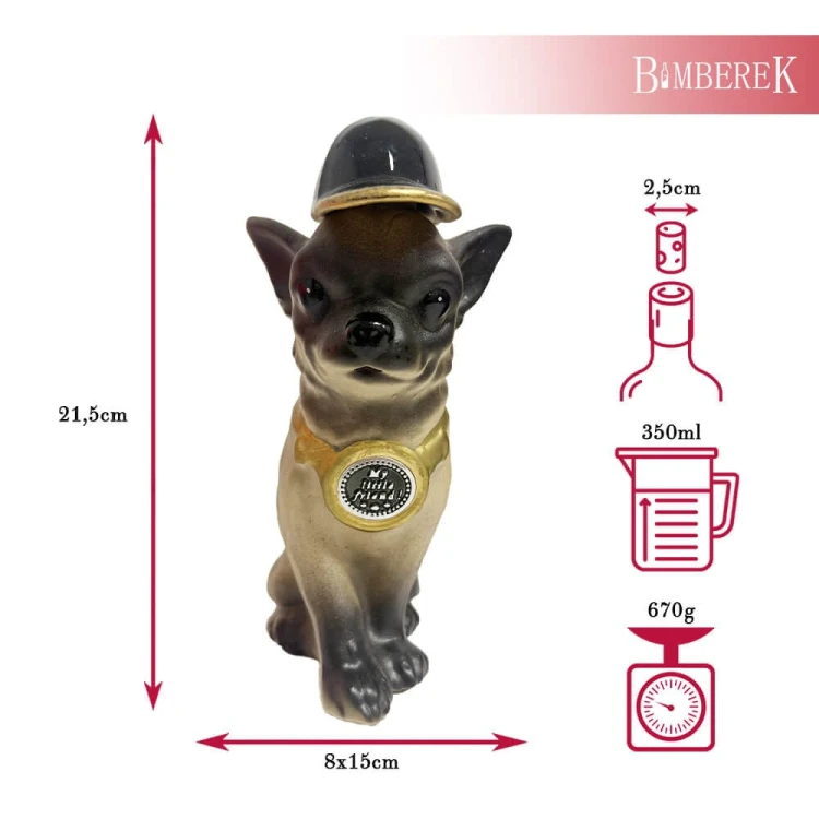 butelka ceramiczna piesek Chihuahua 350ml bimberek wymiary