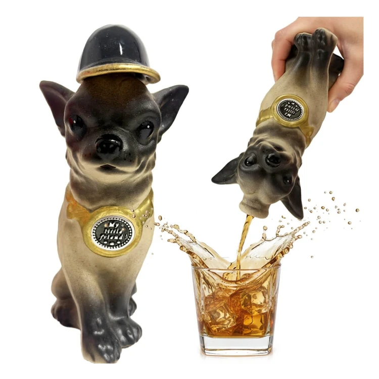 ozdobna butelka ceramiczna pies Chihuahua 350ml bimberek