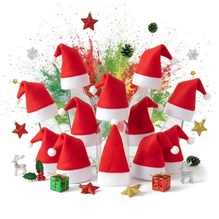 Czapka mikolaja ozdoba na butelki i sztucce bimberek hurt