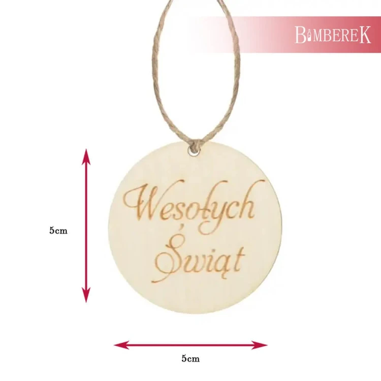 Drewniana zawieszka wesolych swiat bimberek sklep wymiary
