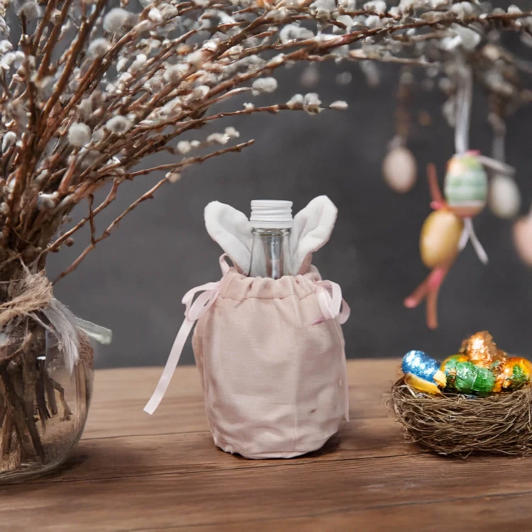 wielkanocny worek na butelke bimberek rozowy 1