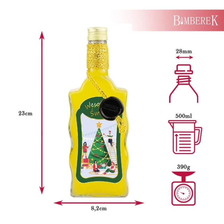 Krecona swiateczna butelka Fala 500nl bimberek wymiary