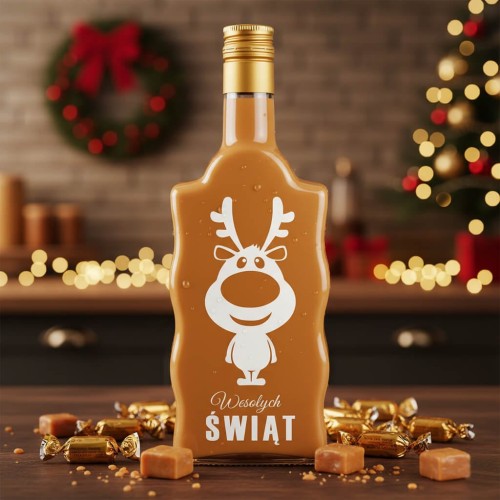 butelka swiateczna z nadrukiem fala 500ml bimberek reniferek