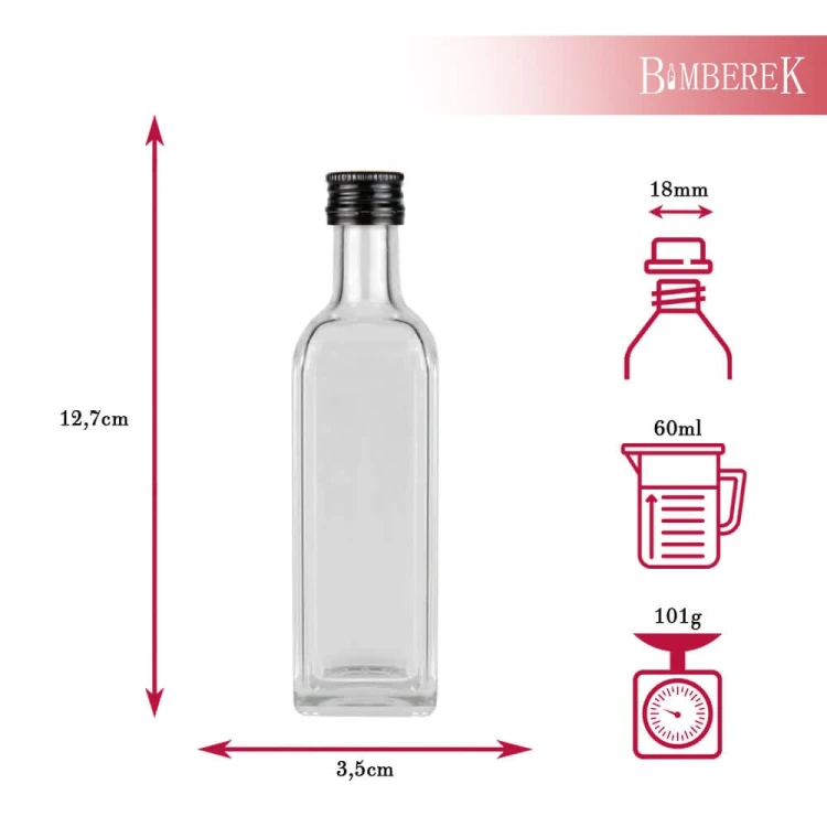 Buteleczka Marasca 60ml mini Bimberek wymiary