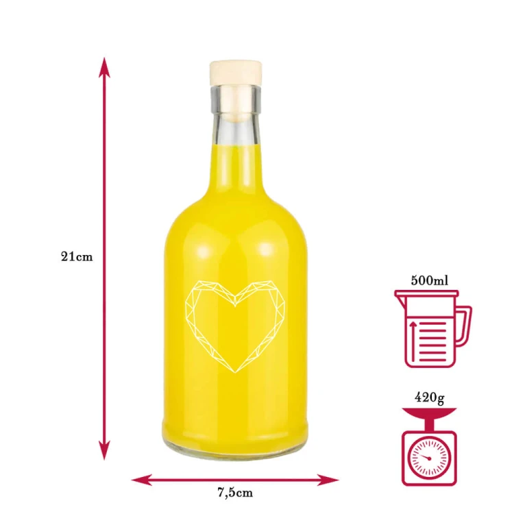 Butelka z nadrukiem serce Tadek 500ml wymiary