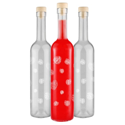 Szklana Butelki Futura z nadrukiem liście Bimberek