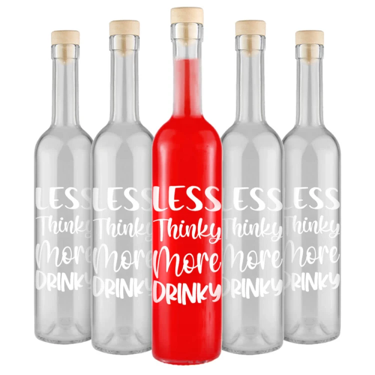 Butelka z napisem less thinky more drinky Bimberek hurtownia