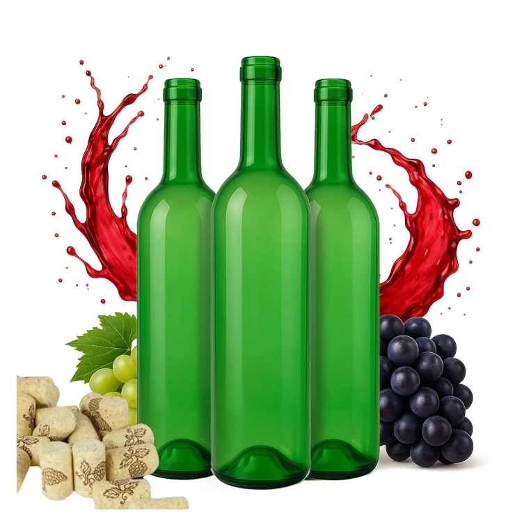 Butelka na wino zielona bordeaux bimberek zestaw