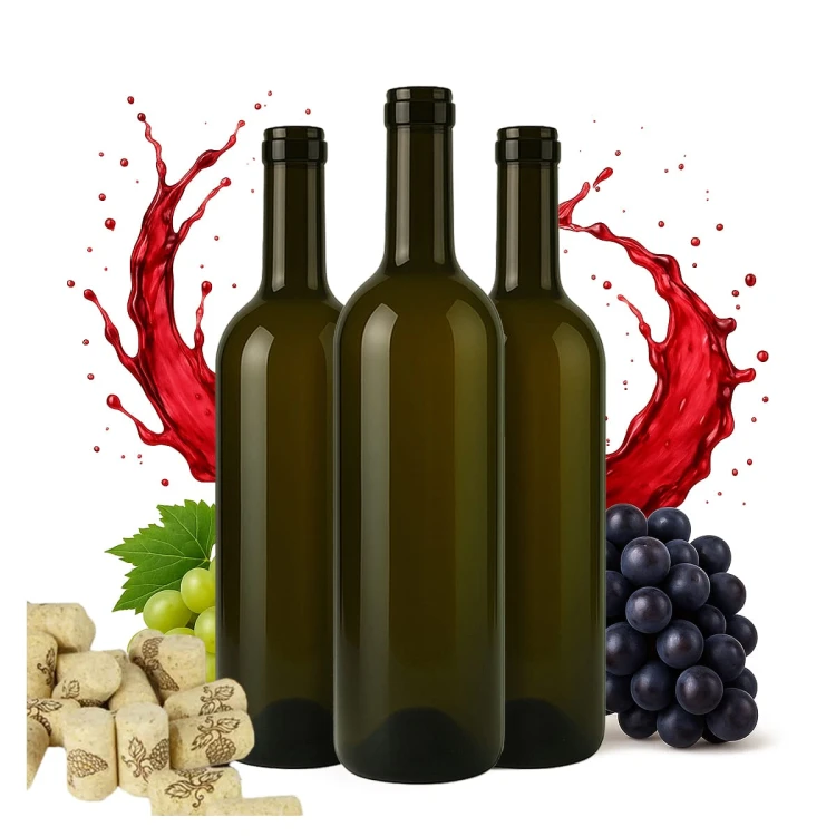 Butelka na wino oliwkowa bordeaux bimberek zestaw