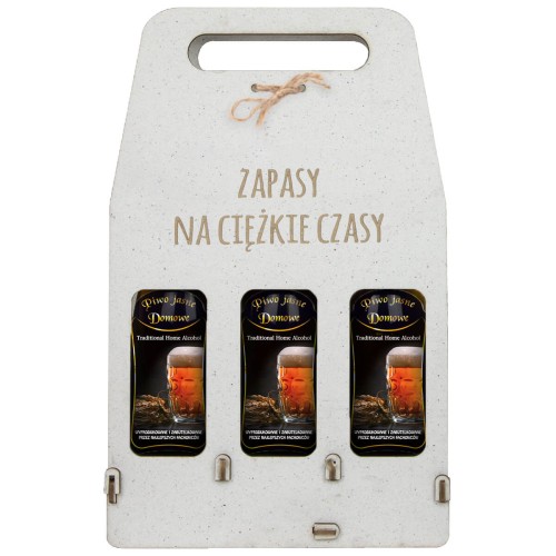 Skrzynka, kartonowe nosidlo na piwo zapasy na ciezkie czasy bimberek