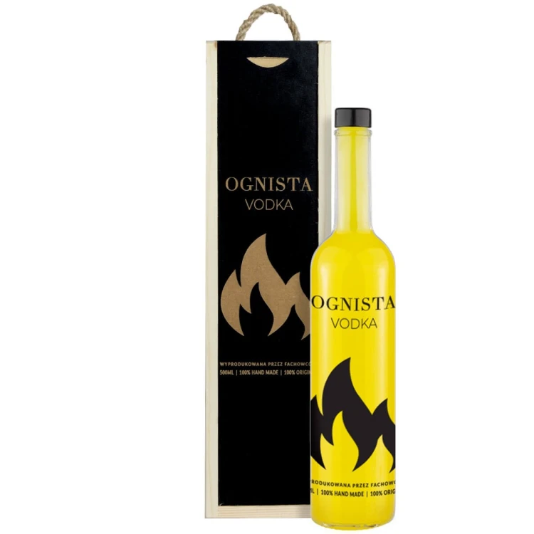Ognista Drewniana skrzynka na wino, alkohol, Bimberek 3