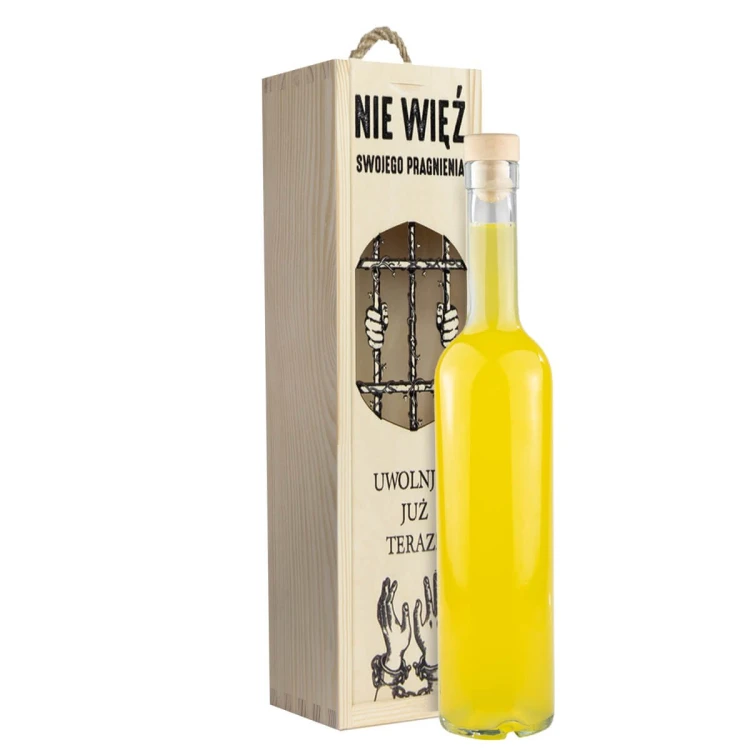 azurowa Drewniana skrzynka na wino, alkohol, Bimberek 7 12