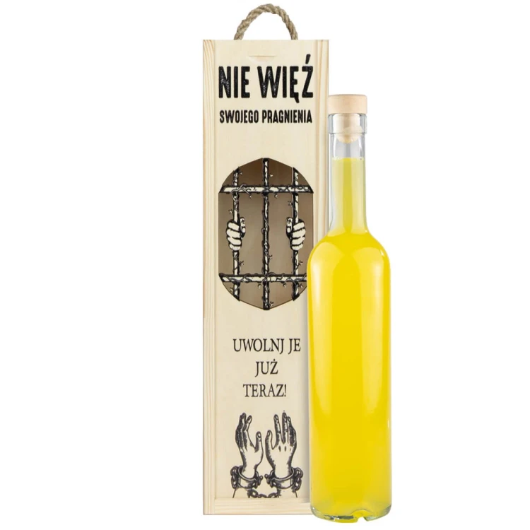 azurowa Drewniana skrzynka na wino, alkohol, Bimberek 13