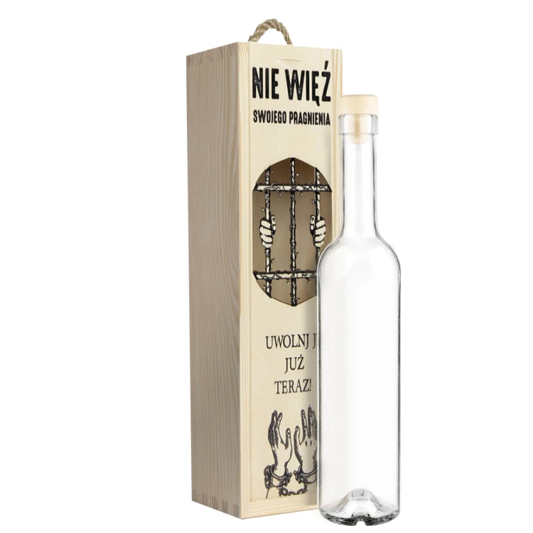 azurowa Drewniana skrzynka na wino, alkohol, Bimberek 11