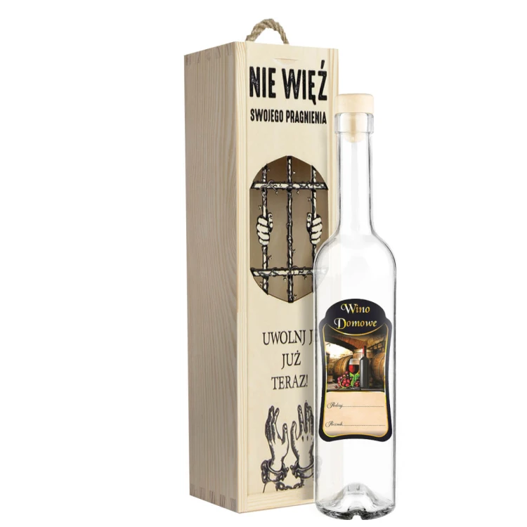 azurowa Drewniana skrzynka na wino, alkohol, Bimberek 7 11