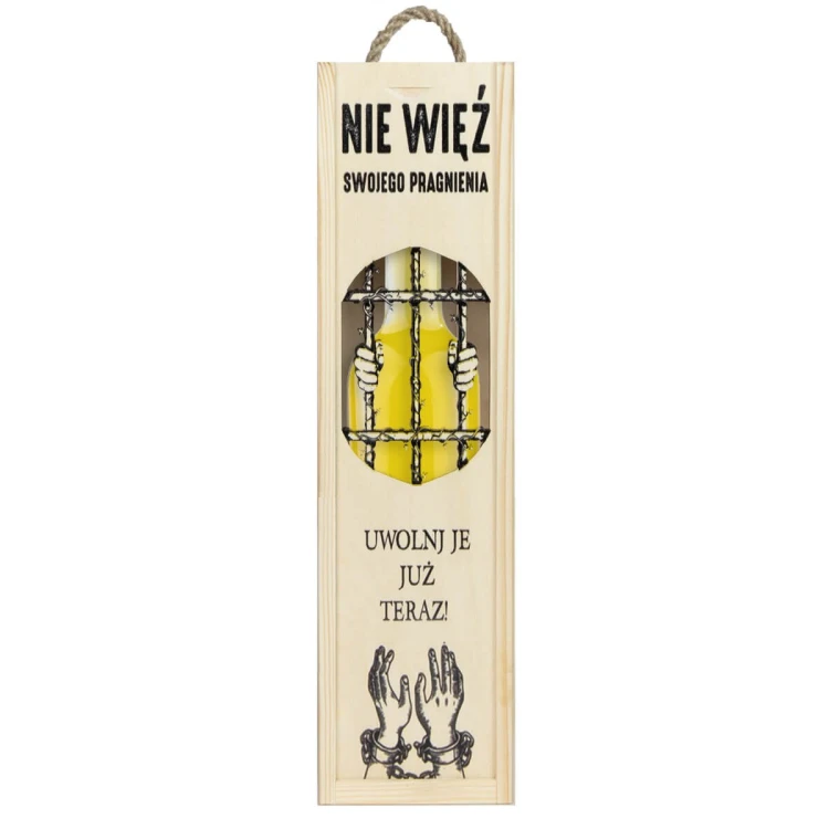 azurowa Drewniana skrzynka na wino, alkohol, Bimberek 7