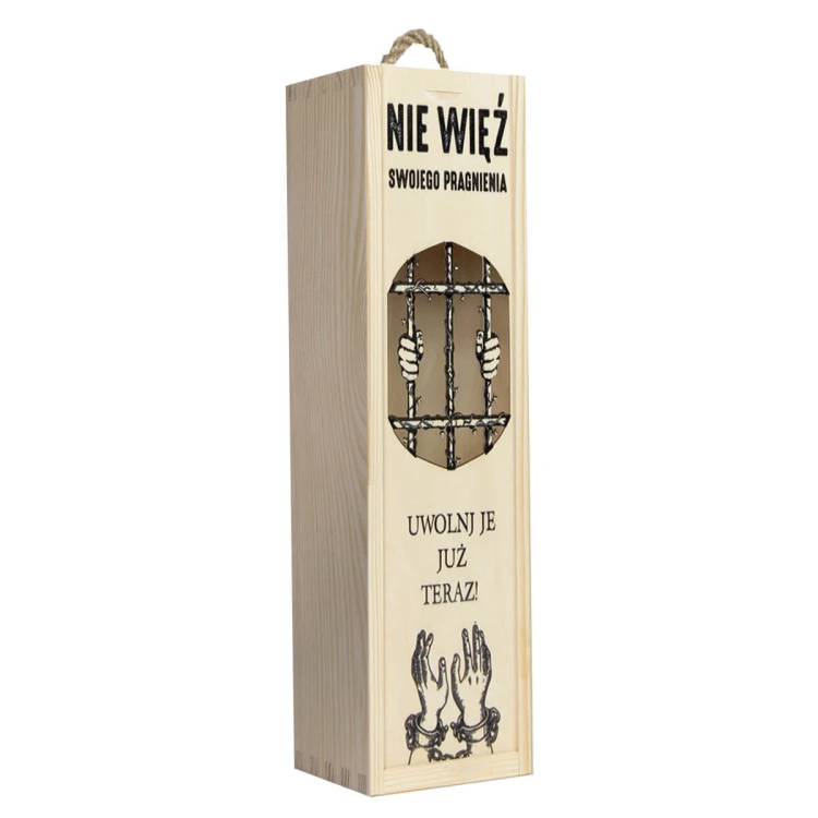 azurowa Drewniana skrzynka na wino, alkohol, Bimberek 6