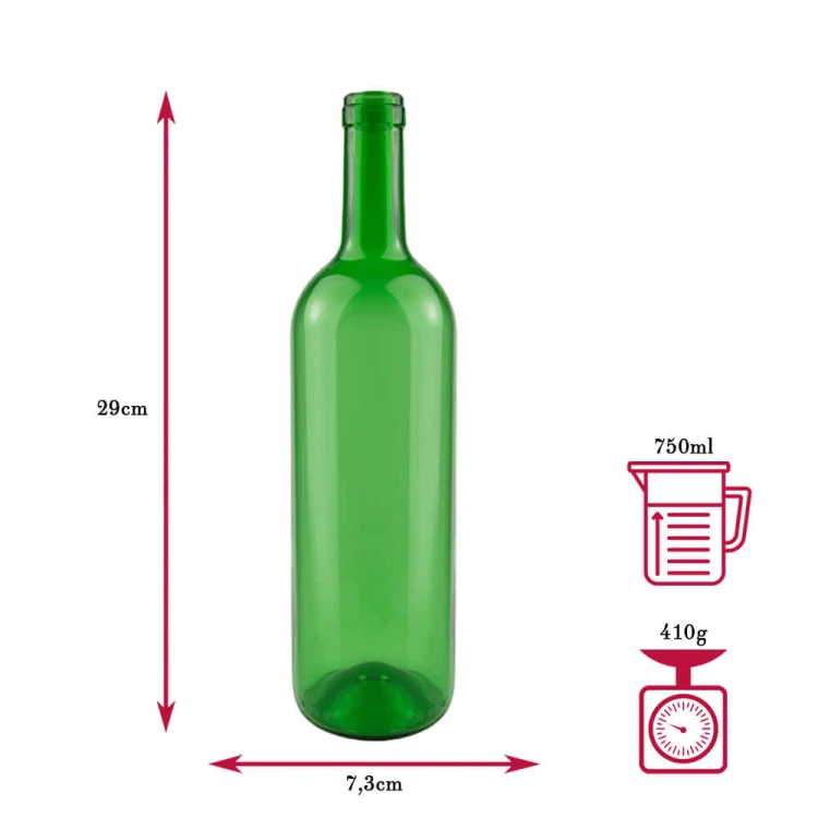 Butelka wino zielona wymiary bimberek
