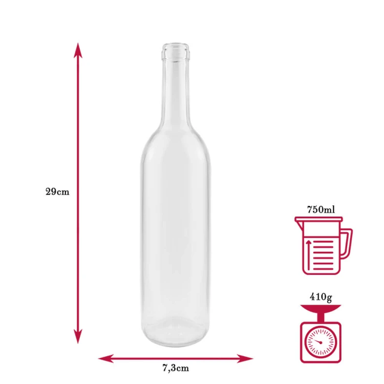 Butelka wino bezbarwna wymiary bimberek
