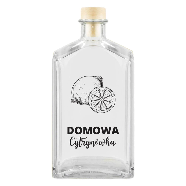 szkana Butelka brandy z nadrukiem cytrynowka Bimberek