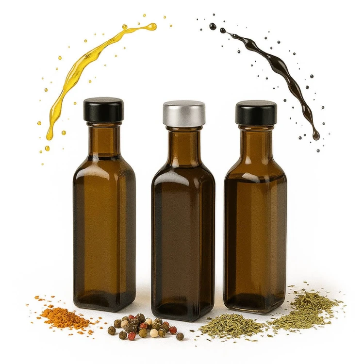 brazowa ozdobna Butelka na oliwe Marasca 100ml bimberek