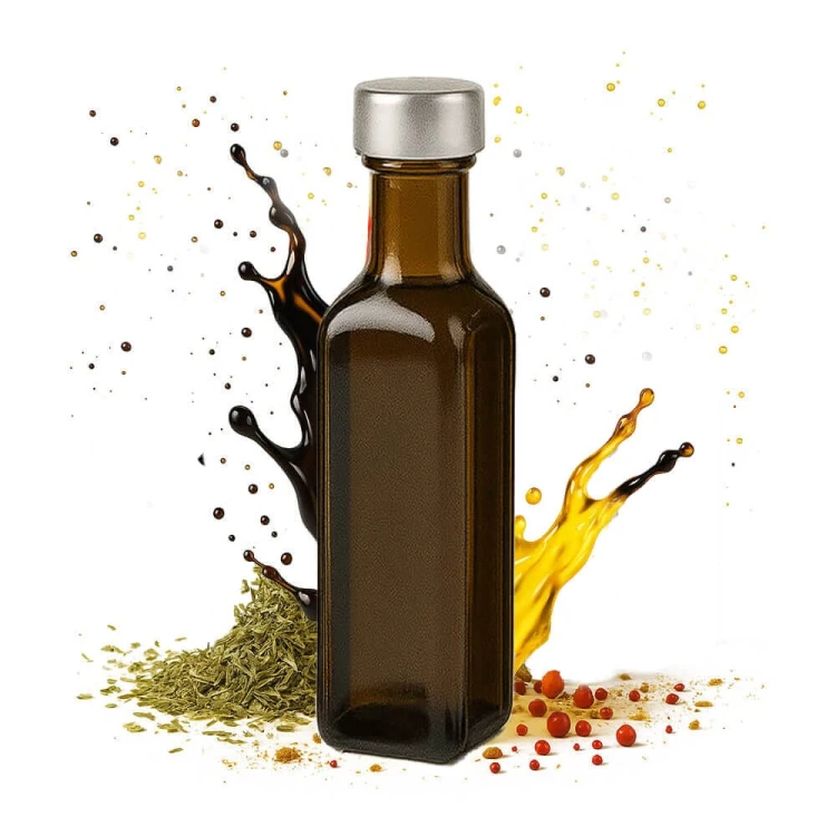ciemna brazowa ozdobna Butelka na oliwe Marasca 100ml bimberek5