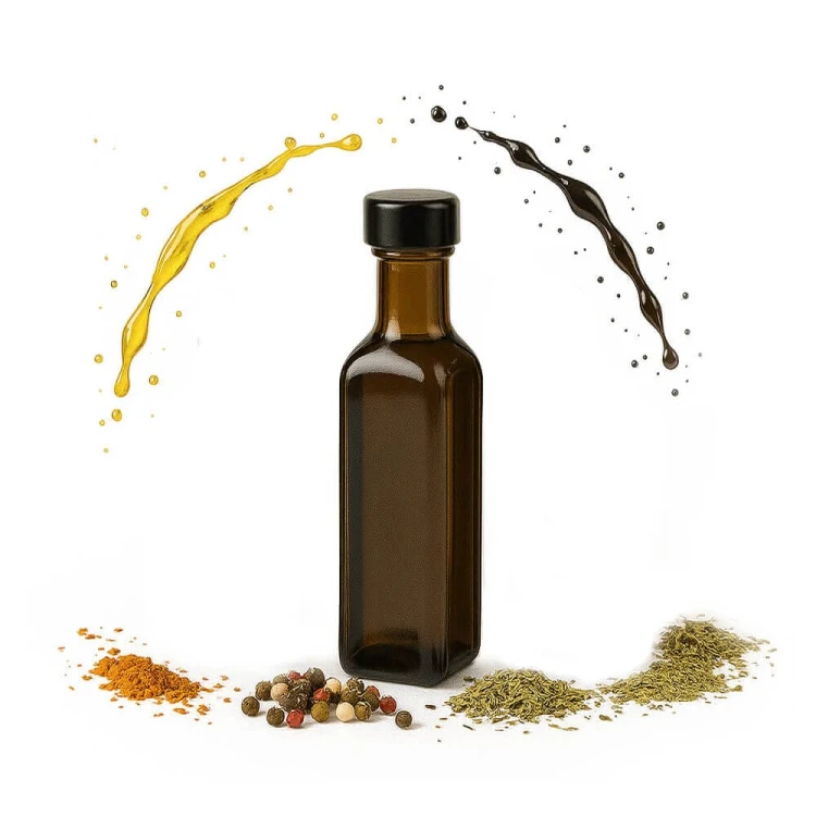 ciemna brazowa ozdobna Butelka na oliwe Marasca 100ml bimberek 2