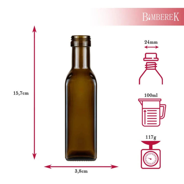 brazowa ozdobna Butelka na oliwe Marasca 100ml bimberek wymiary