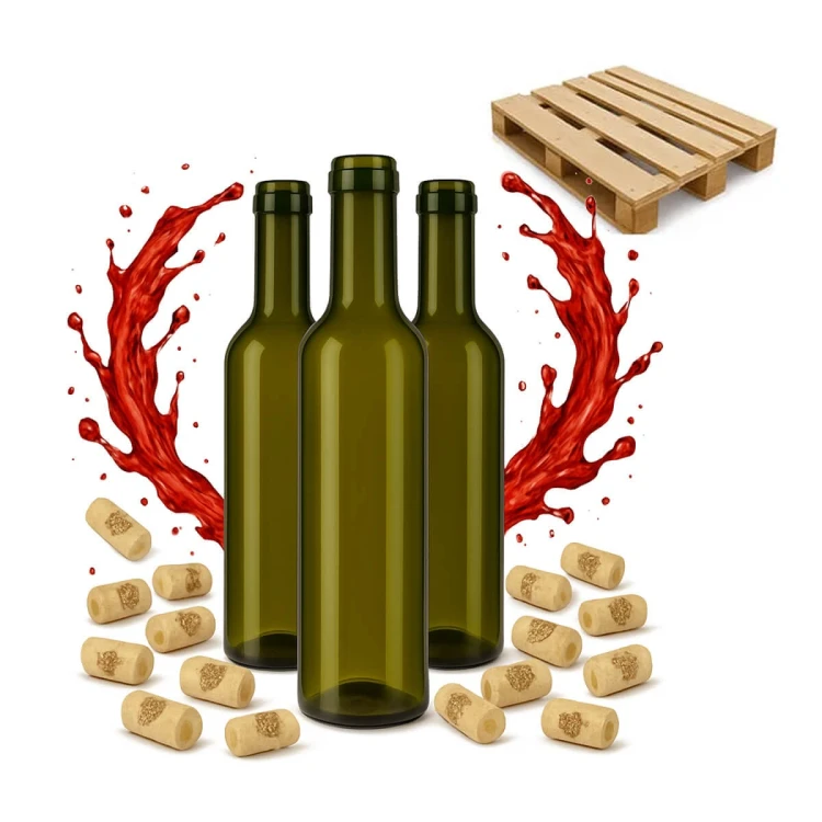 mala butelka na wino 350ml, 375ml oliwkowa bimberek polpaleta